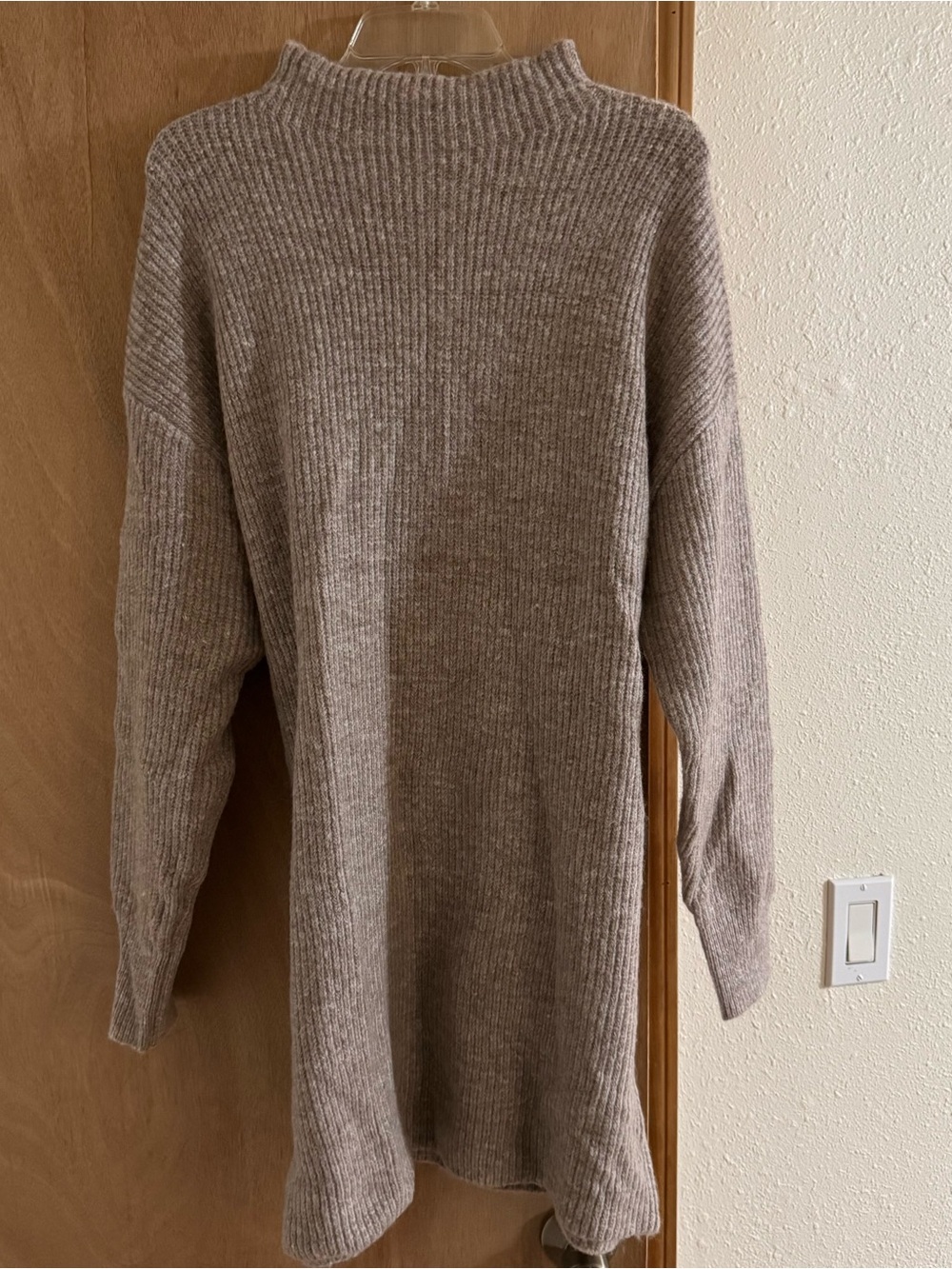 Women’s Taupe Ribbed Knit Sweater Dress